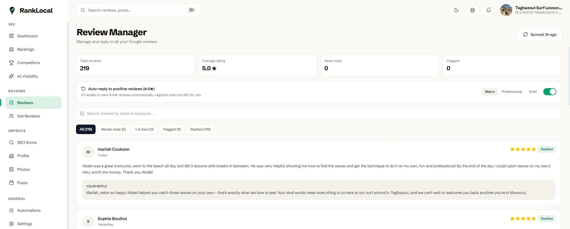 AI review reply tool for chiropractors