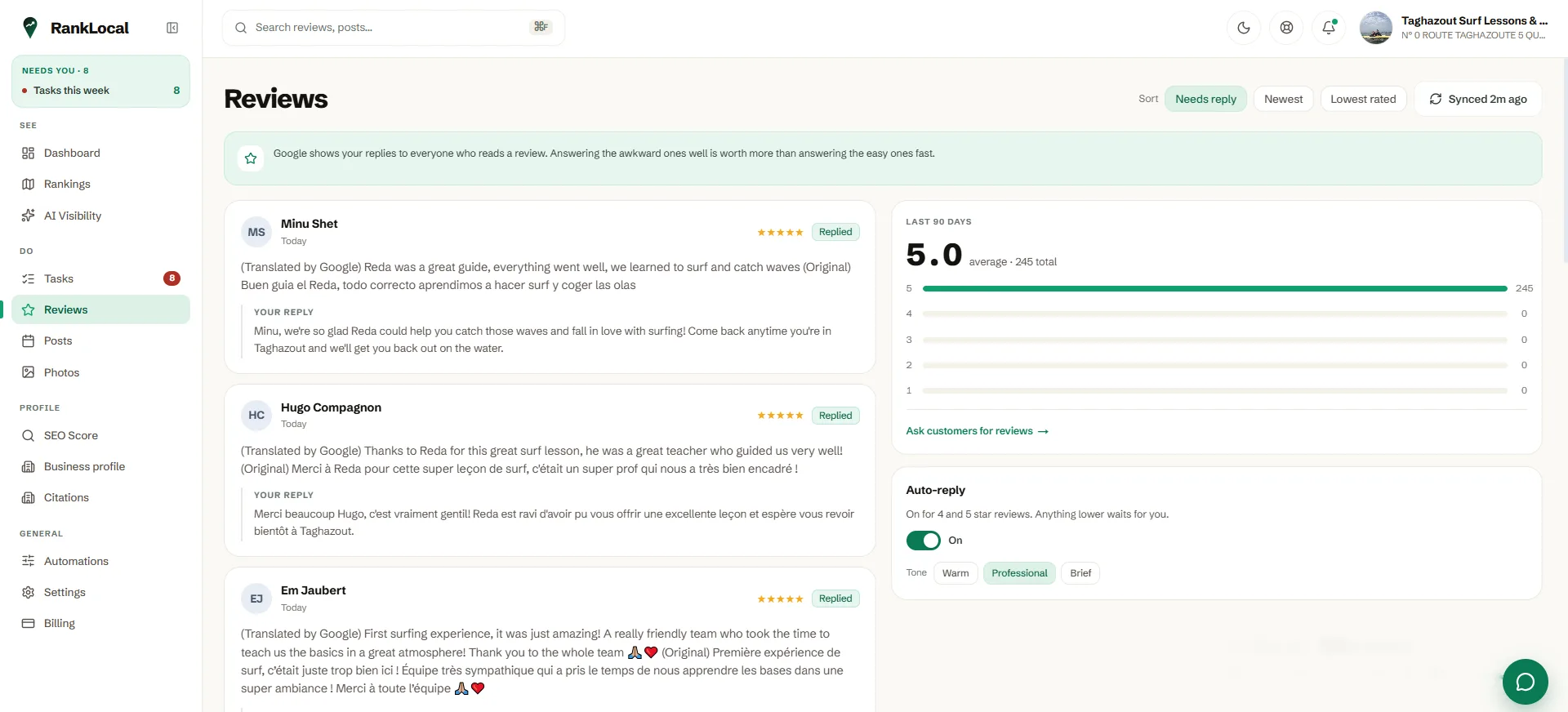 AI review reply tool for auto repair shops