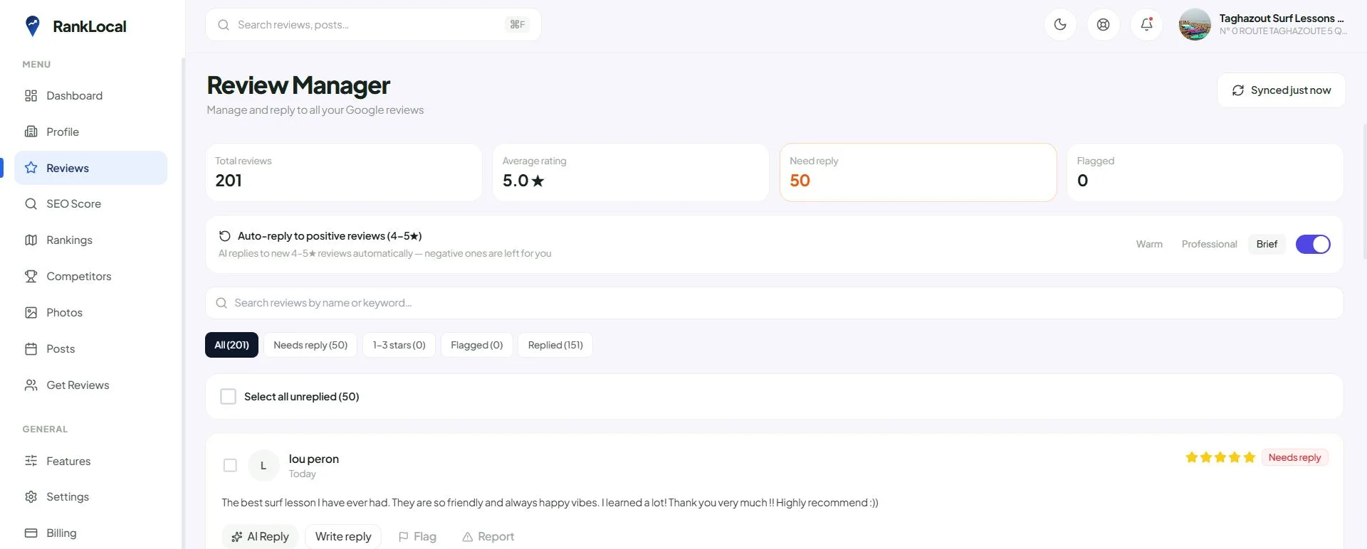 AI review reply tool for restaurants